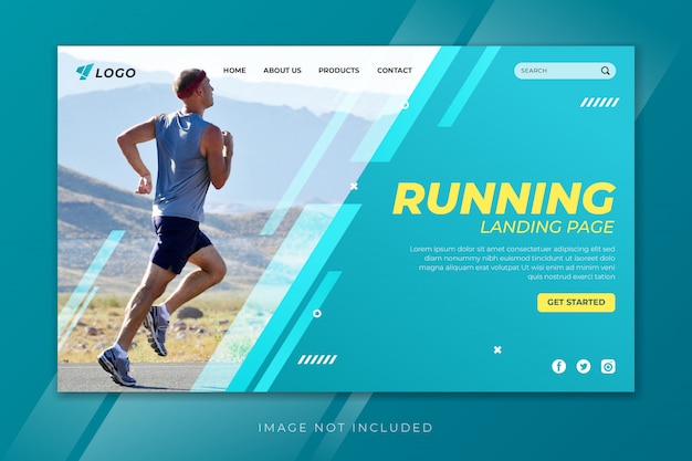 Vector sport running landing page template