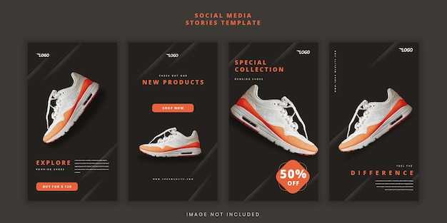 Vector sport running shoes social media post template
