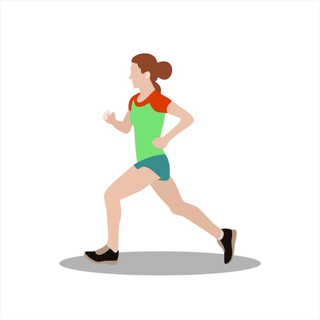Спорт бегущая женщина на белом фоне. векторная иллюстрация