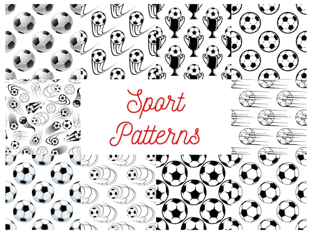 Спортивные бесшовные узоры с футбольными мячами