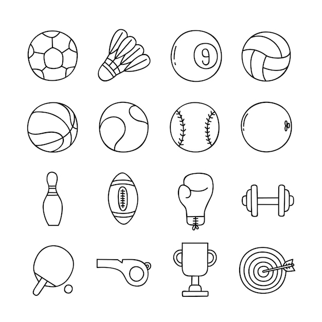 Vector sport set outline icon