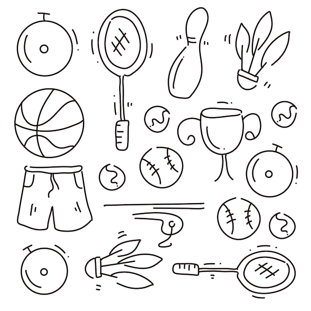 Vector sport set with line style bundle set vector