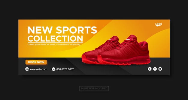 Modello di banner facebook per social media vendita promozione collezione scarpe sportive