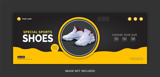 Sport shoes facebook cover social media post template