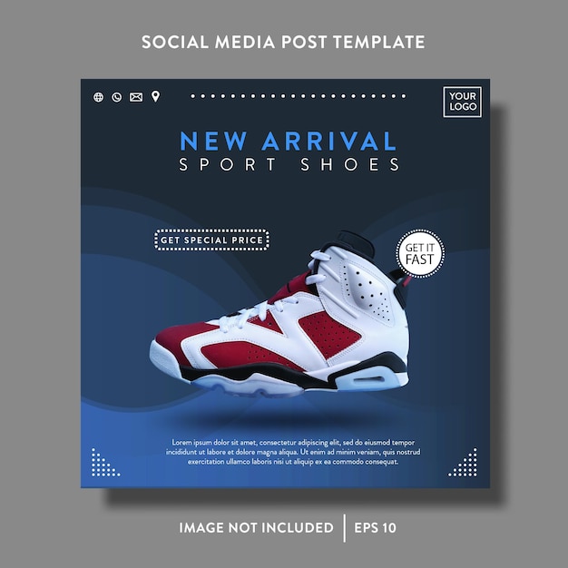 sport shoes product promotion sale social media post or flyer template