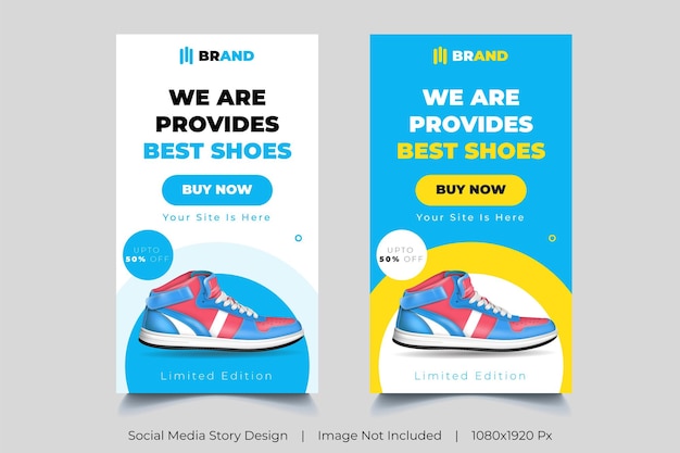 Vendita di scarpe sportive per la progettazione di modelli di post e storie di instagram sui social media