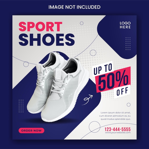 Vector sport shoes for sale social media post and instagram feed template