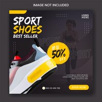 Scarpe sportive in vendita post sui social media e modello di feed instagram