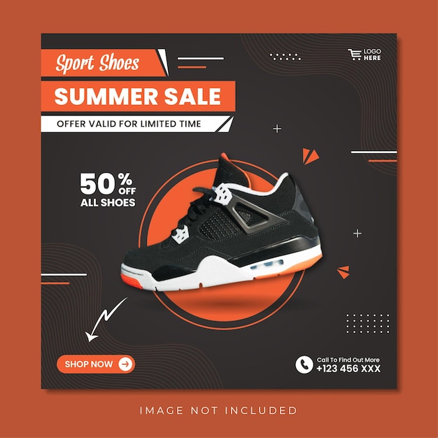 Vector sport shoes summer sale social media post design template