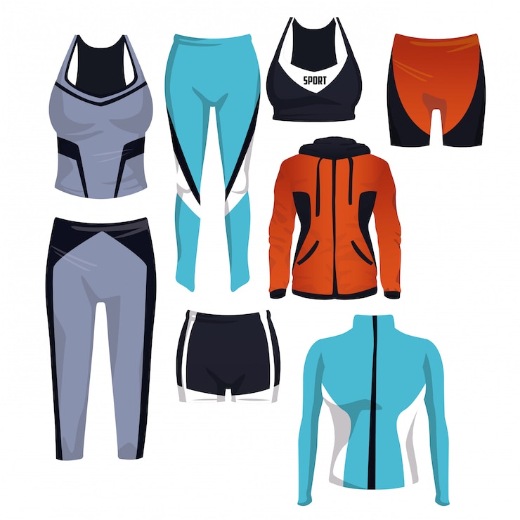 Vector sport slijtage collectie op vierkante pictogrammen vector