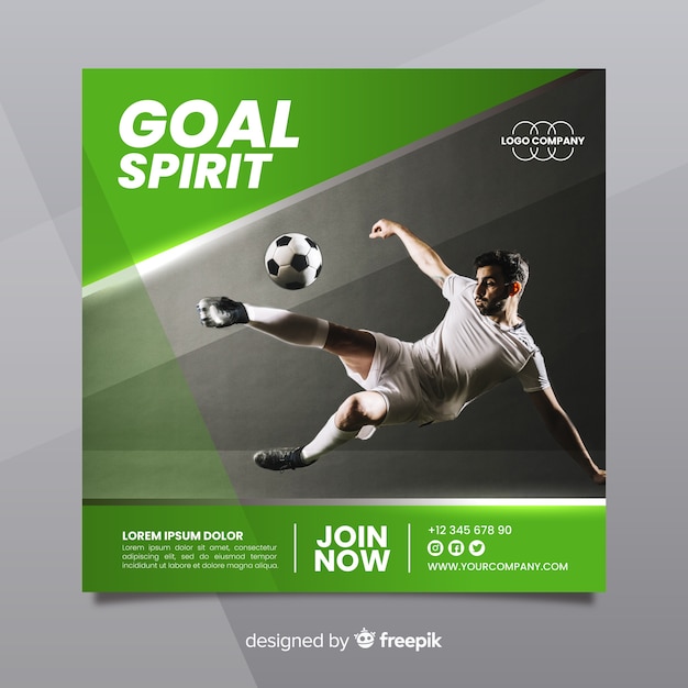 sport square banner with photo