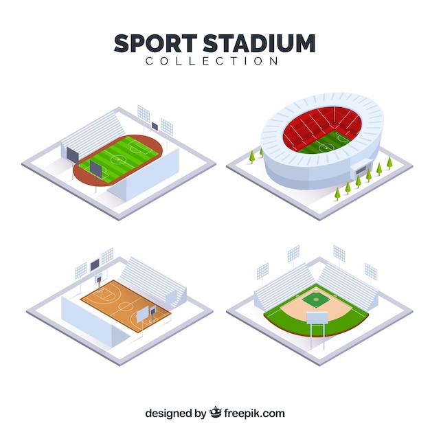 Sport stadiums collection in isometric style