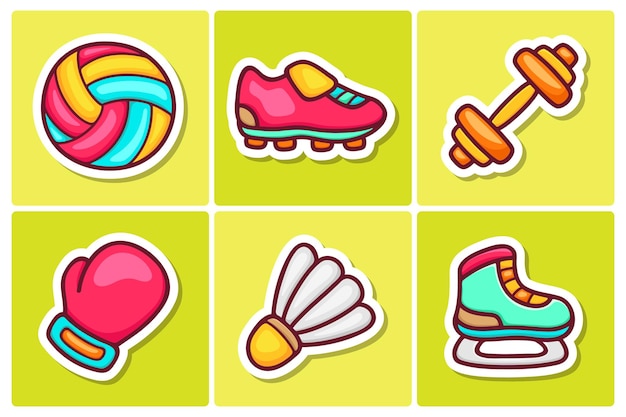 Sport Sticker Pictogrammen Doodle Kleurplaat Vector