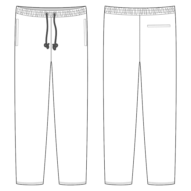 Sport style jogger pants with pockets Technical sketch Kids trousers design template