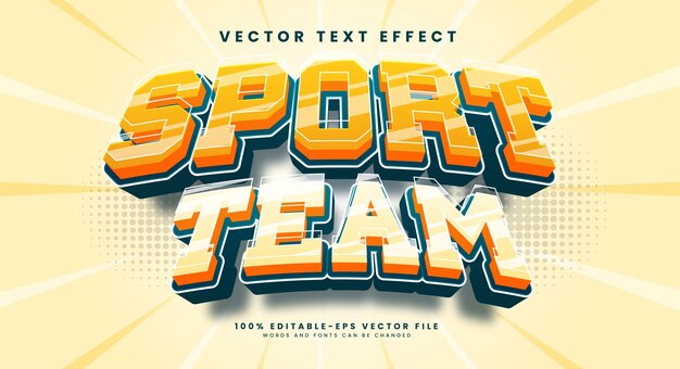 Sport team 3d editable vector text style effect