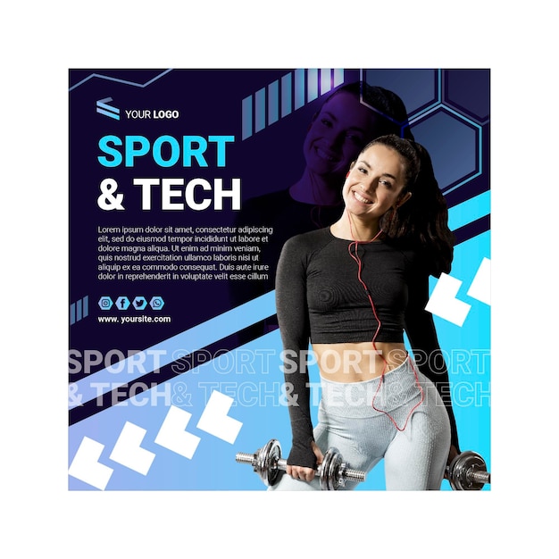 Vector sport and tech squared flyer template