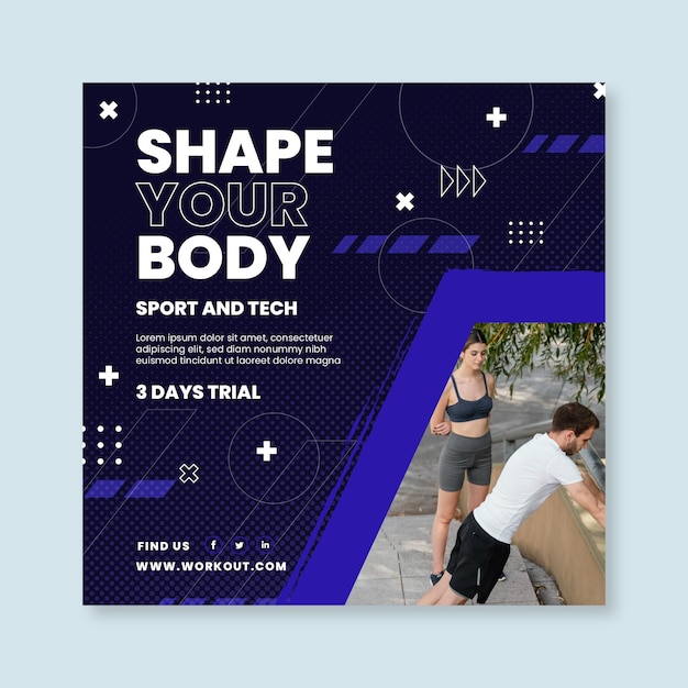 Vector sport and tech squared flyer template