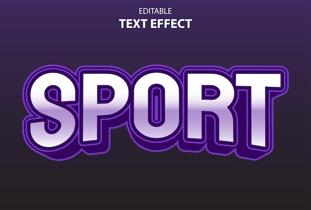 Sport text effect with purple color 3d style for template