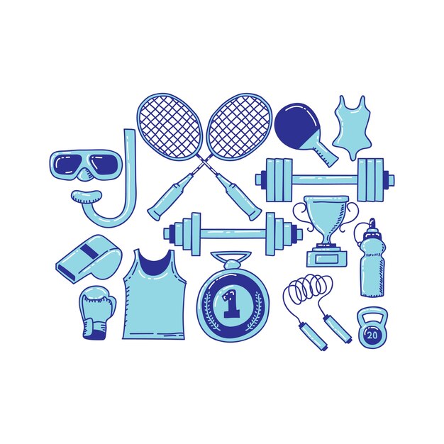 Vector sport thema doodle illustratie