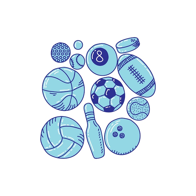 Illustrazione di doodle a tema di sport