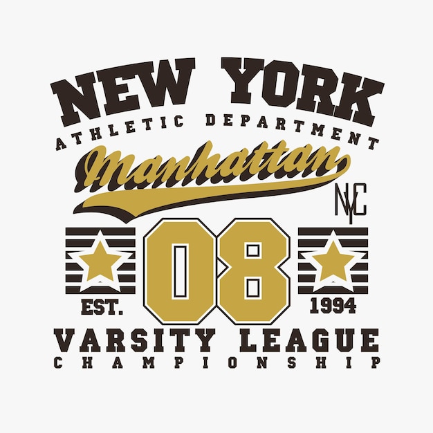 Design grafico per tshirt sportive timbro con stampa sportiva emblema tipografico dell'abbigliamento sportivo di new york design creativo vettoriale