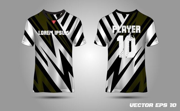 sport uniform tshirt vector abstract race motief voor- en achterkant EPS 10