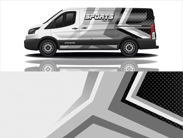 Sport van decal wrap illustration