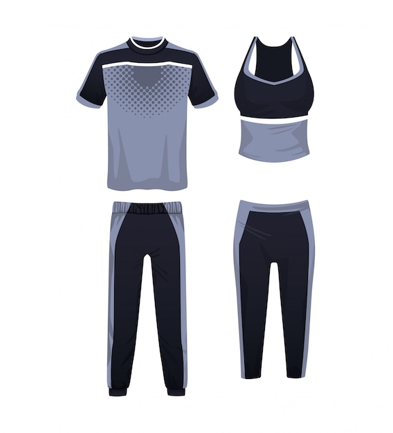 Вектор Спортивная одежда для мужчин и женщин