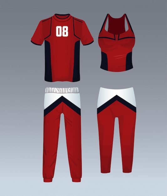 Вектор Спортивная одежда для мужчин и женщин