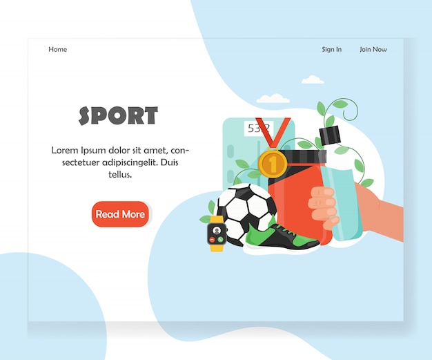 벡터 스포츠 웹 사이트 방문 페이지 디자인 서식 파일