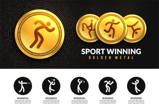 Sport winning golden medals Sport club icons Realistic medalsfor  First Second Third placement