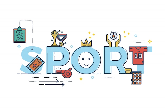 Illustrazione di progettazione di tipografia dell'iscrizione di parola di sport per l'insegna