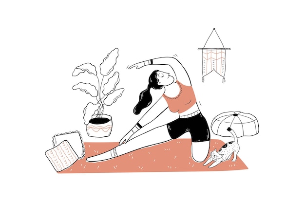 Sport, yoga, ontspan meditatie concept illustratie