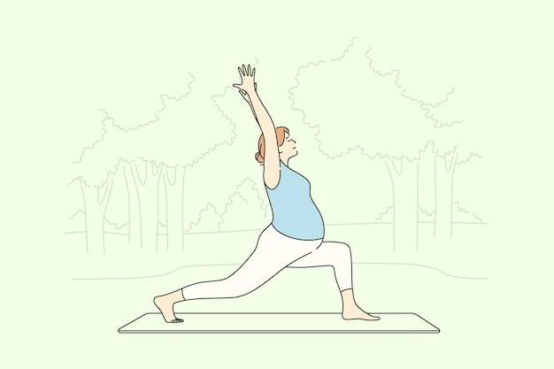 Sport, yoga, gravidanza, assistenza sanitaria, concetto di allenamento