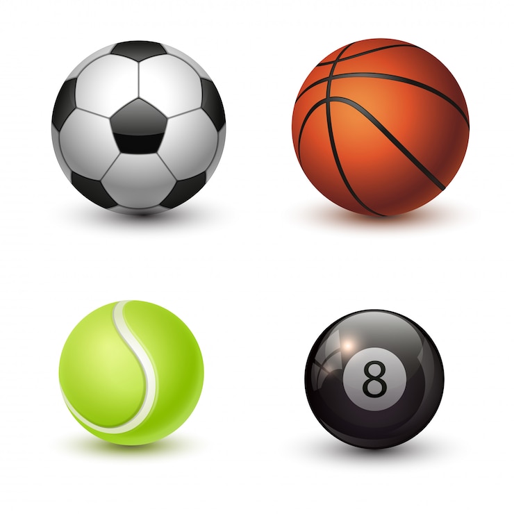 Vector sportballen geplaatst die op witte achtergrond worden geïsoleerd