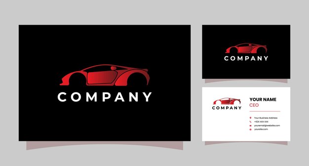 Vector sportcar logo with business card