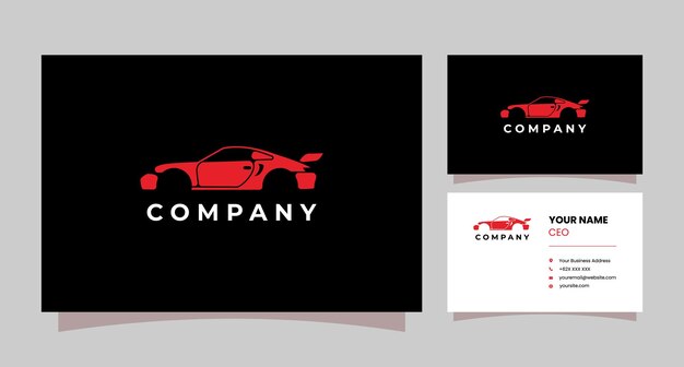 Vector sportcar logo with business card