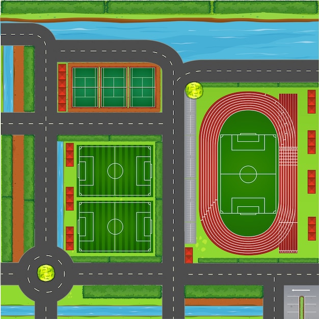 Vector sportcomplex luchtfoto