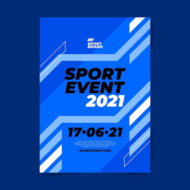 Sportevenement poster sjabloon met blauwe lijnen