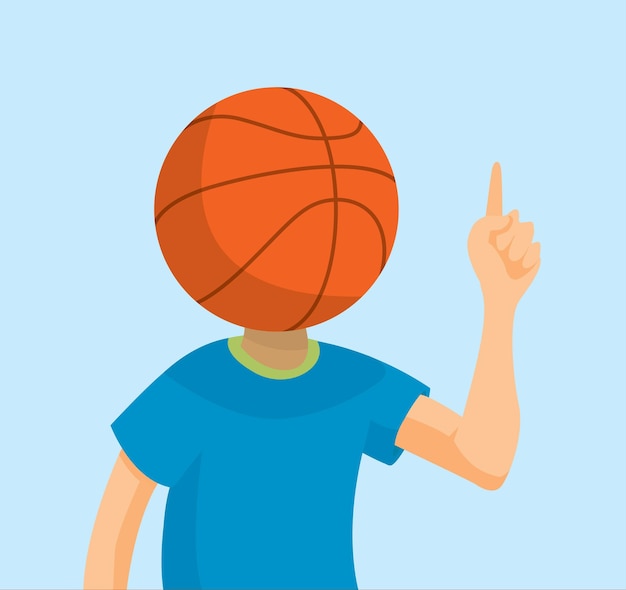 Sportfan met basketbal als hoofd