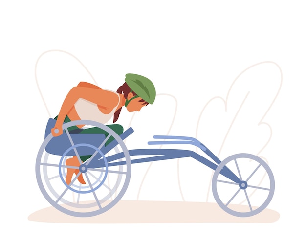 Sportieve dame met een beschermende helm met een handicap die op een fiets zit