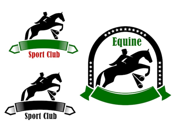 Vettore emblemi sportivi del club equestre