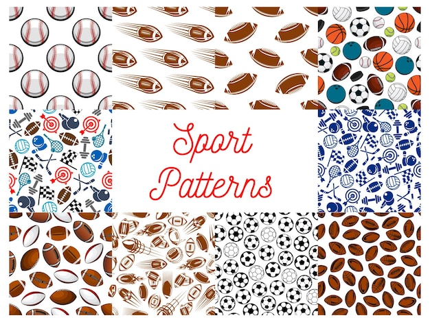 Sporting items game equipment seamless patterns