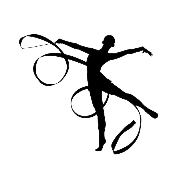 Sportive girl rhythmic gymnastics artist training isolated