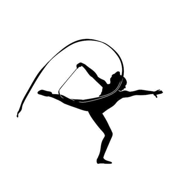 Sportive girl rhythmic gymnastics artist training isolated