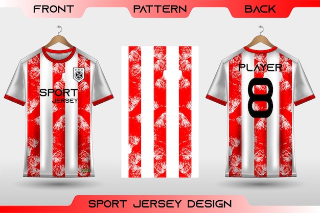 Sportjersey ontwerp t-shirt voetbal voor voetbal gaming fietsen stof vooraanzicht en achteraanzicht