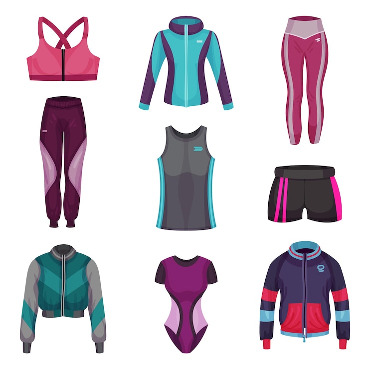 Vector sportkleding of sportkleding met sportbroek en korte broek