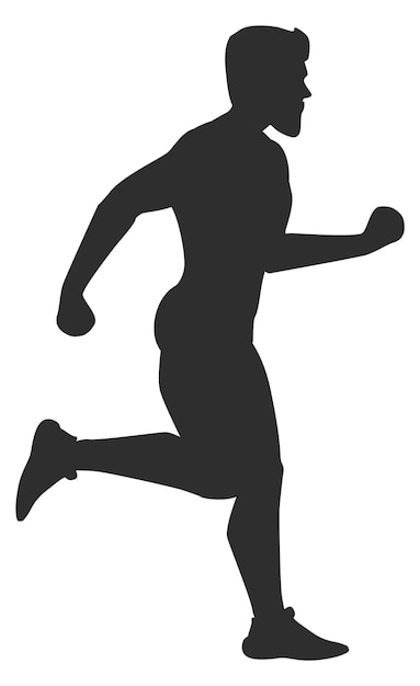 Sportman met zwart logo Marathon atleet silhouet geïsoleerd op een witte achtergrond