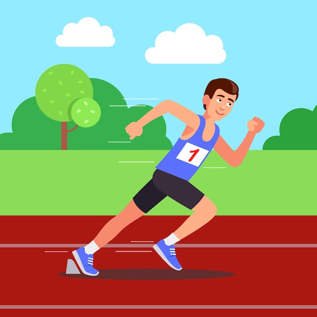 Sportmotivatie atletiek in actie Platte stijl vector illustratie clipart