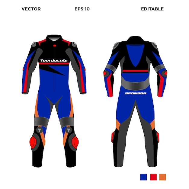 Vector sports automotive racing wearpack suit template vector